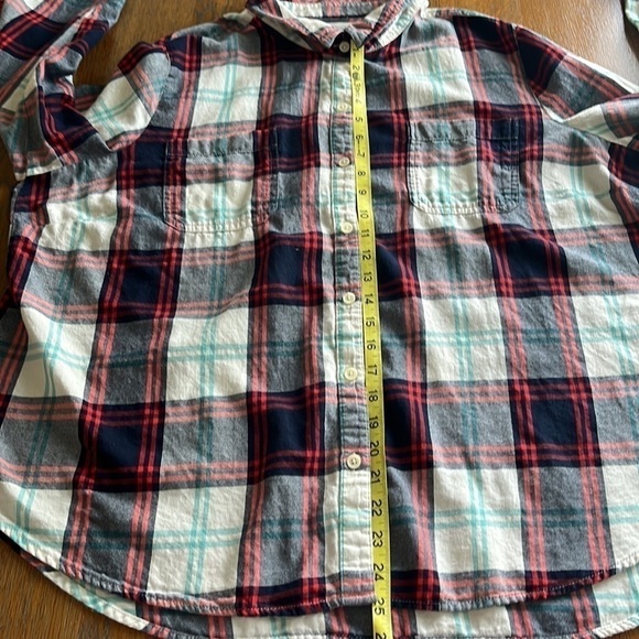 Old Navy size XXL flannel button down white red blue plaid long sleeves - Picture 10 of 15